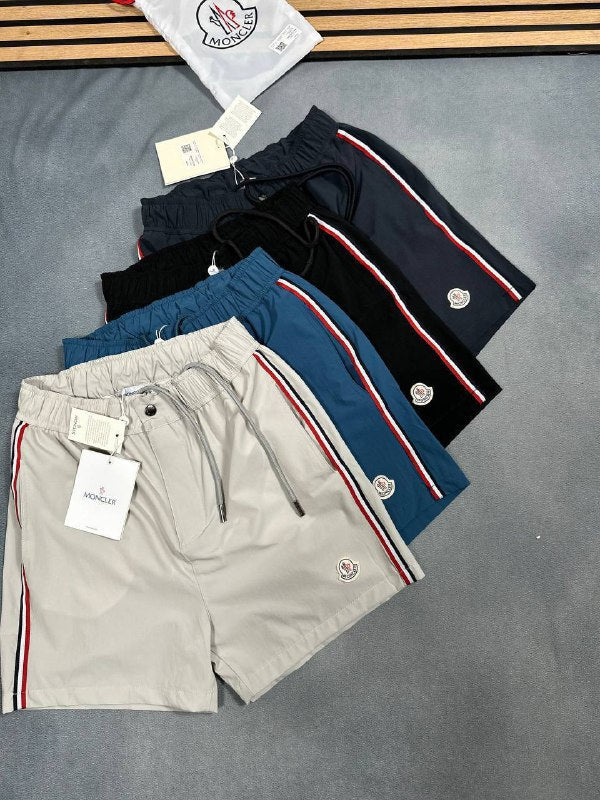Moncler Men's Summer Essentials: Blurred-Logo Tee & Tricolor Swim Shorts Set AAA Quality Reps UK