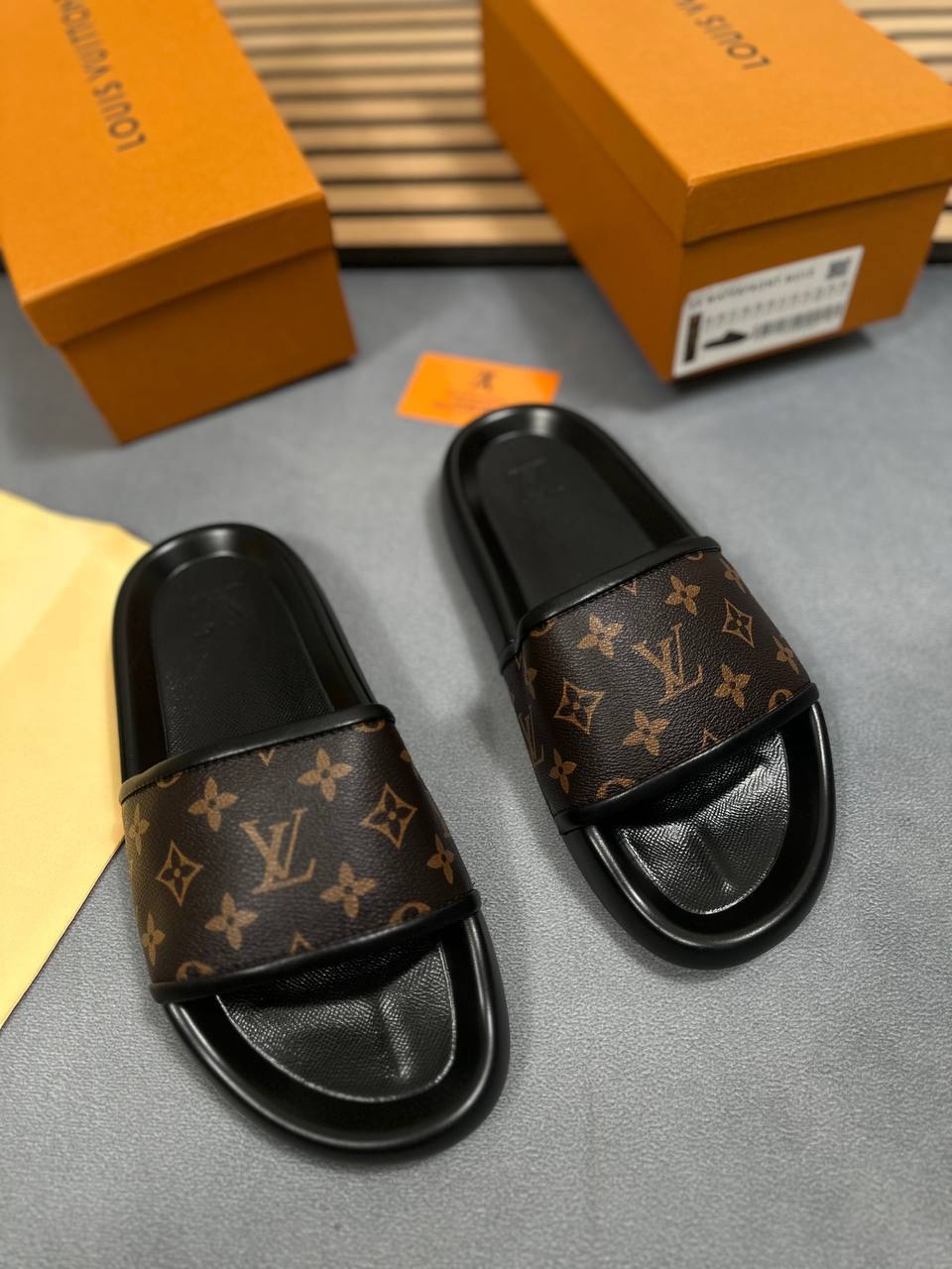 Louis Vuitton Waterfront Mule in Monogram Eclipse Canvas UK Reps AAA Quality