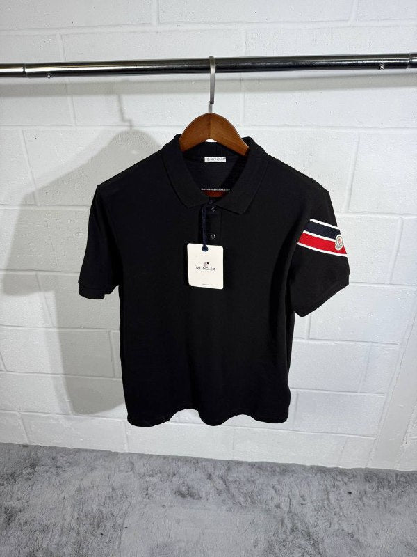 Moncler Tricolor Sleeve-Stripe Cotton Piqué Polo Shirt AAA Quality Reps UK