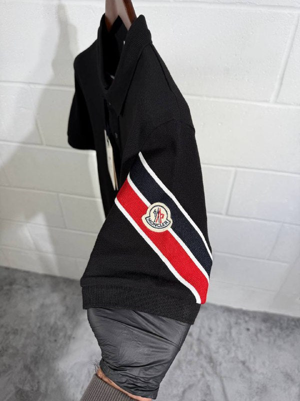 Moncler Men's Luxury Summer Lifestyle: Tricolor Sleeve Polo & Nylon Swim Shorts Set AAA Quality Reps UK