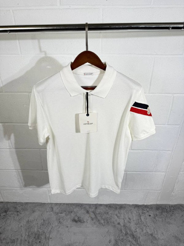 Moncler Tricolor Sleeve-Stripe Cotton Piqué Polo Shirt AAA Quality Reps UK