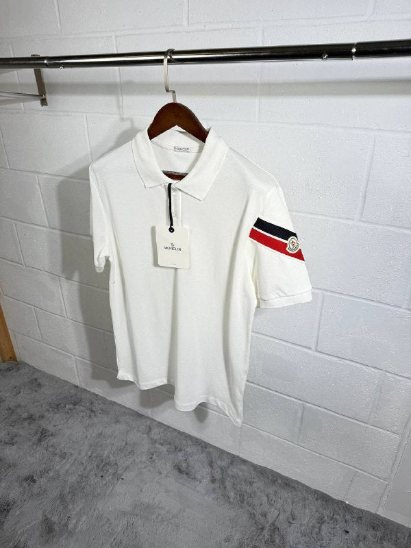 Moncler Tricolor Sleeve-Stripe Cotton Piqué Polo Shirt AAA Quality Reps UK