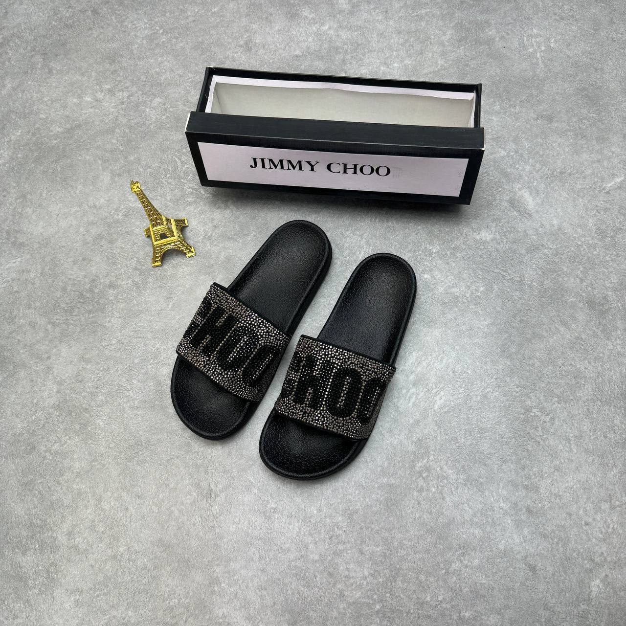 Jimmy Choo Rey Crystal-Embellished Logo Pool Slides AAA Quality Reps UK