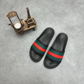 Gucci Pursuit Web Slide Sandals - Black with Green & Red Stripe AAA Quality Reps UK