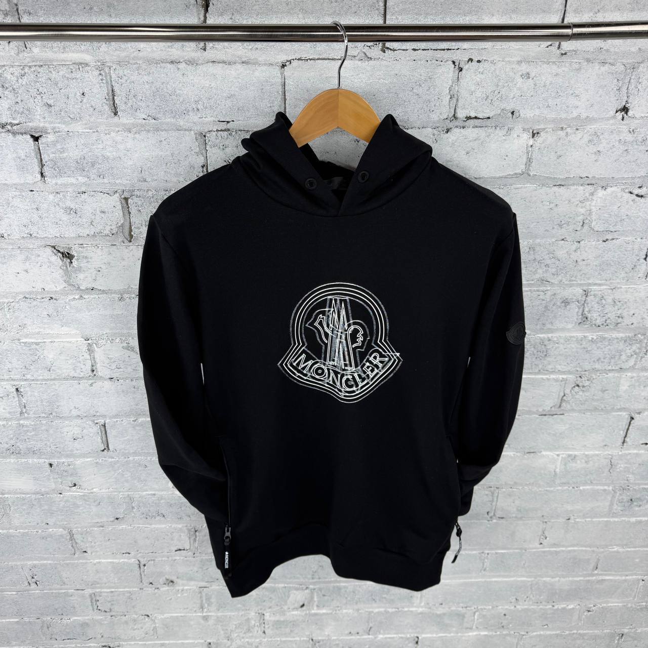 Moncler Logo Motif Cotton-Jersey Hoodie UK Reps AAA Quality