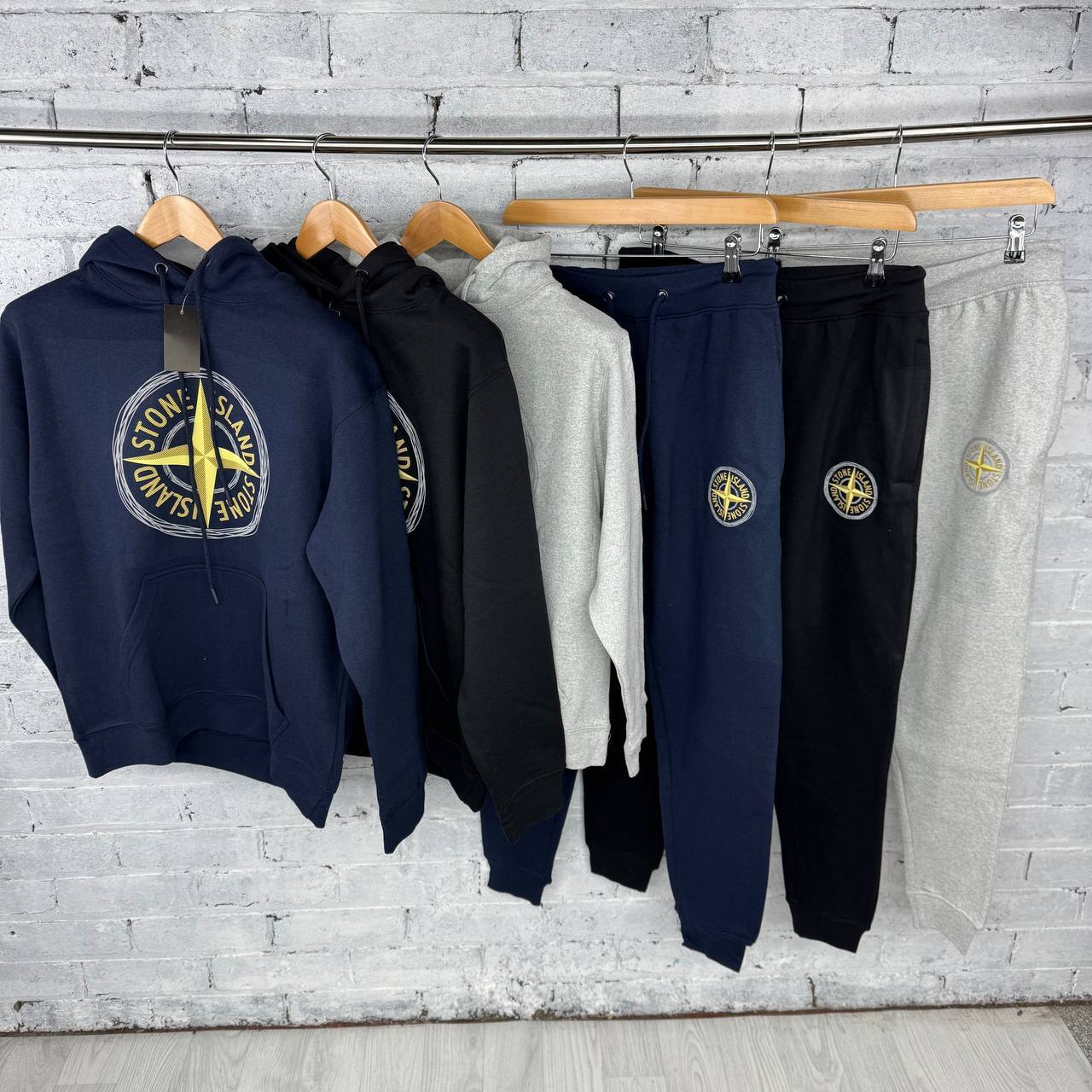 Stone Island Compass Logo Cotton Fleece Tracksuits UK Reps AAA Quality
