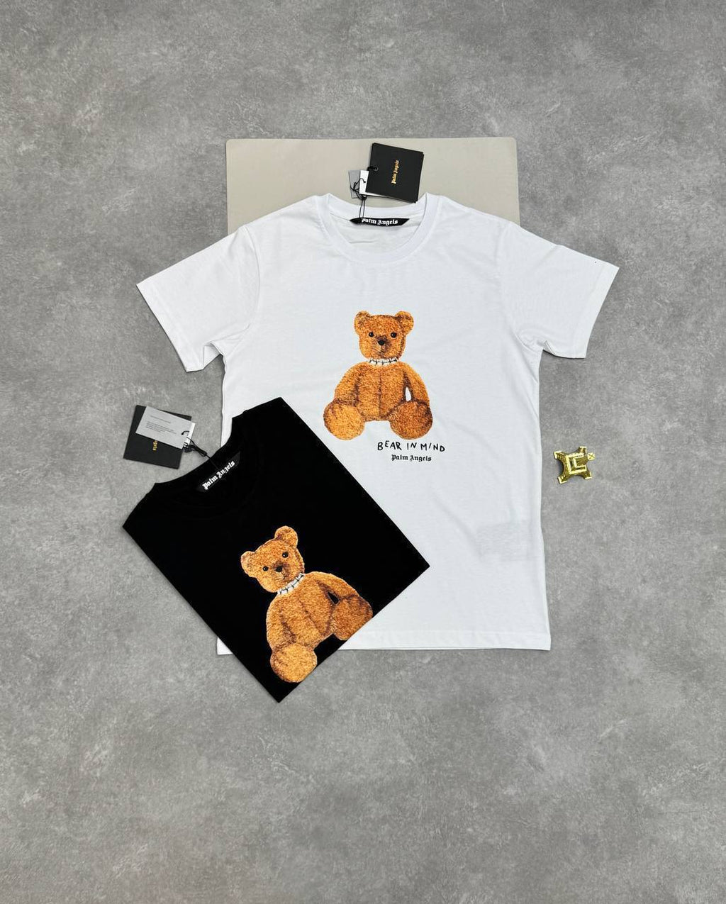 Palm Angels Men's Luxury "Bear in Mind" T-Shirt & Track Swim Shorts Set AAA Quality Reps UK