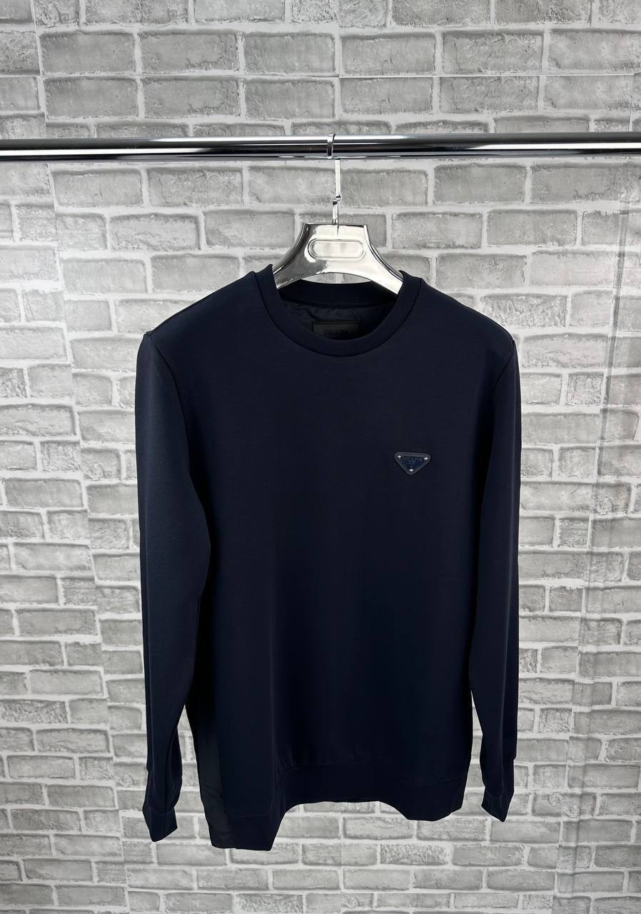 Prada Enamel Triangle Logo Technical Cotton Sweatshirt AAA Quality Reps UK