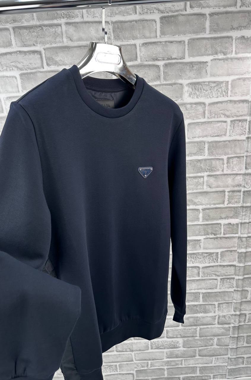 Prada Enamel Triangle Logo Technical Cotton Sweatshirt AAA Quality Reps UK