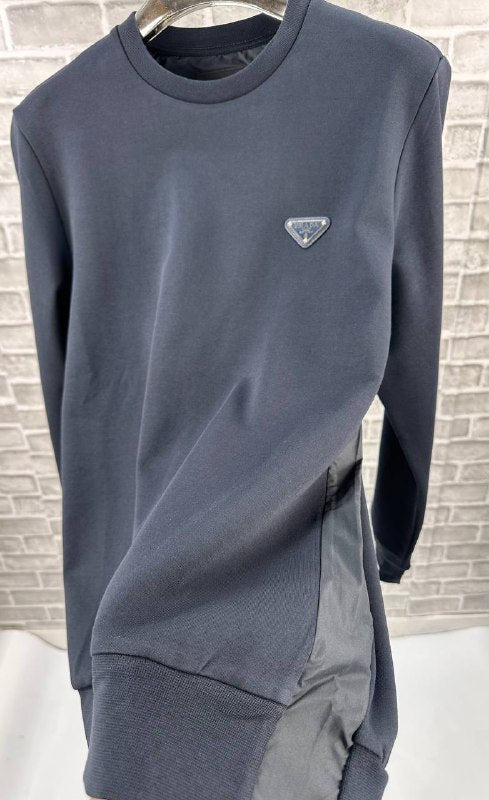 Prada Technical Cotton Sweatshirt with Enameled Metal Triangle Logo UK Reps AAA Quality