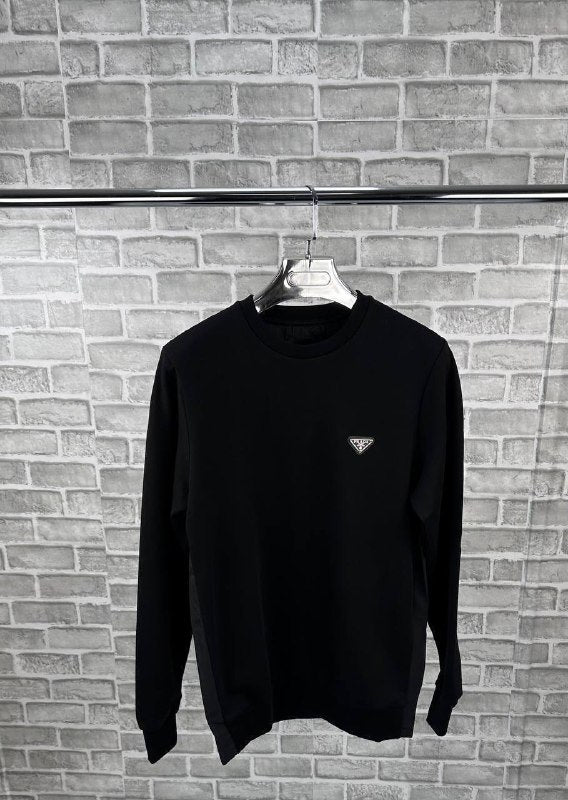 Prada Technical Cotton Sweatshirt with Enameled Metal Triangle Logo UK Reps AAA Quality