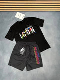Dsquared2 "Icon Spray" T-Shirt and "Logo Boxer" Swim Shorts Set UK Reps AAA Quality