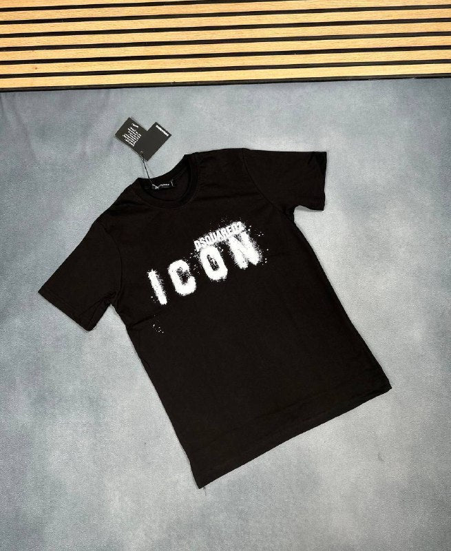 DSQUARED2 "ICON" Spray Paint Print Black Graphic T-Shirt AAA Quality Reps UK