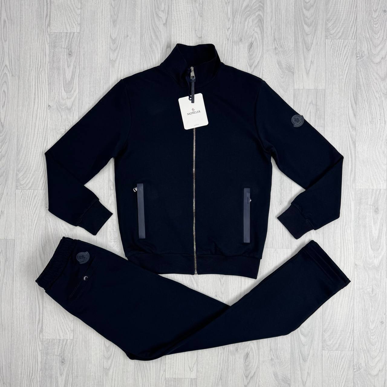Moncler Tonal Rubber Logo Patch Full-Zip Tracksuit Set AAA Quality Reps UK
