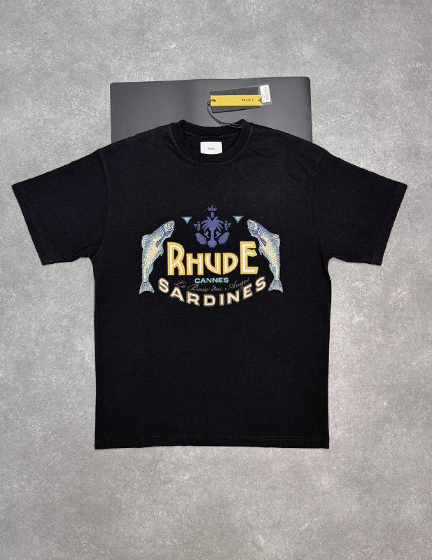 Rhude Sardines Cannes Graphic Tee UK Reps AAA Quality