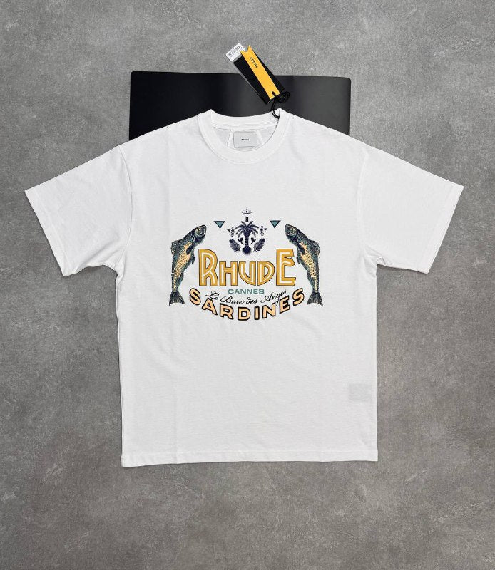 Rhude Sardines Cannes Graphic Tee UK Reps AAA Quality