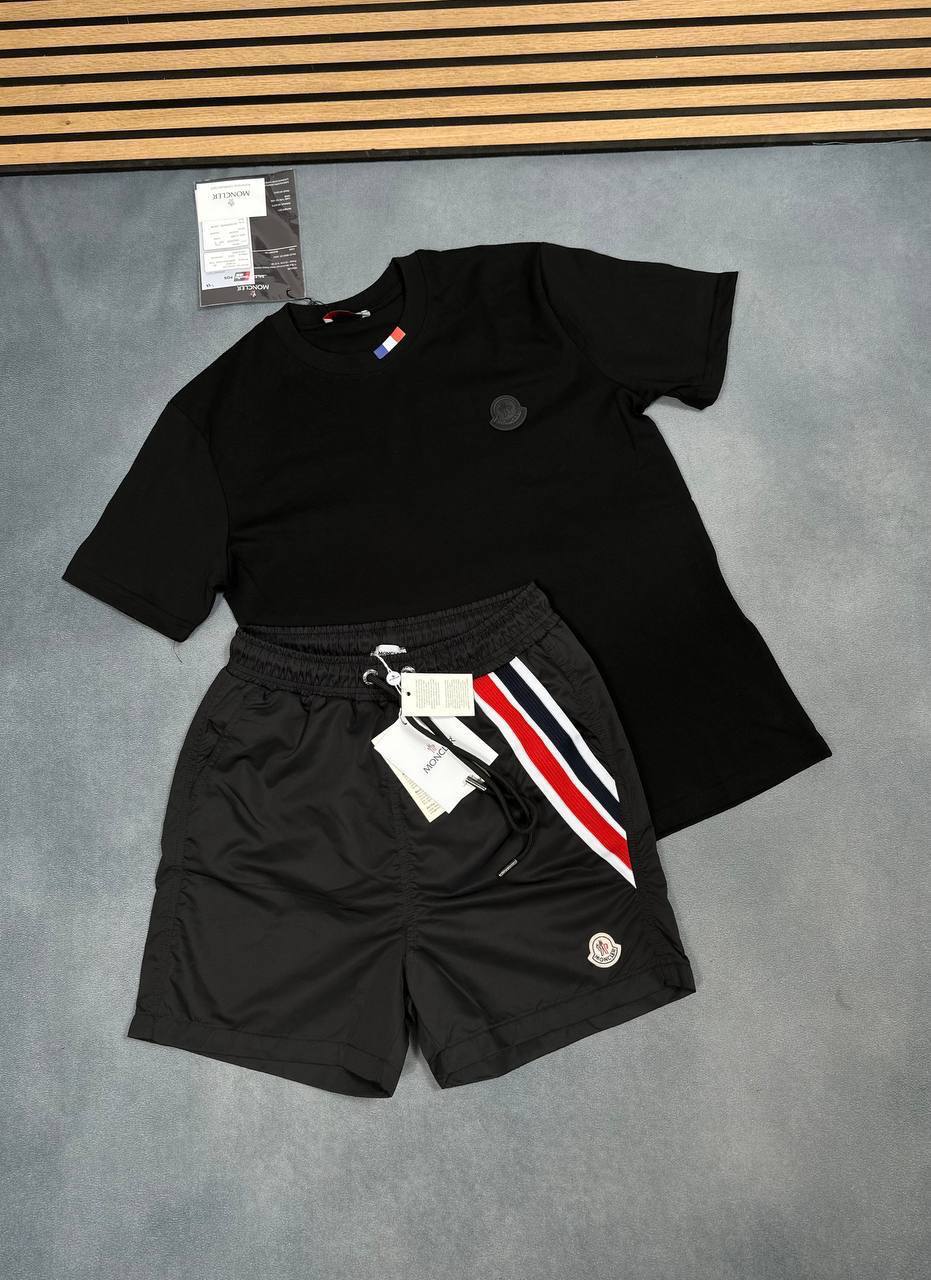 Moncler Tricolor Stripe Summer T-Shirt and Swim Shorts Set AAA Quality Reps UK