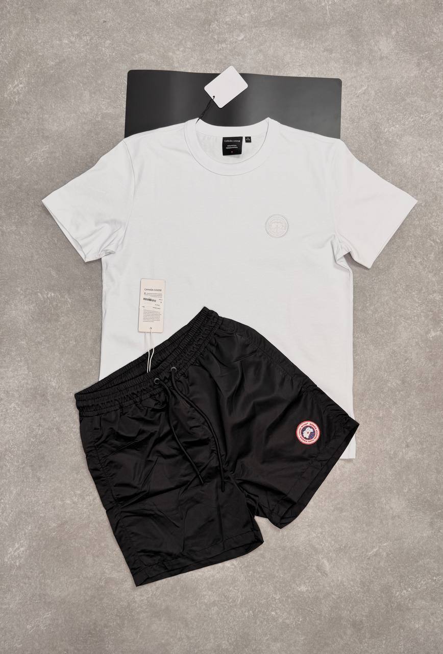 Canada Goose Black Label Tee and Arctic Disc Swim Shorts Set AAA Quality Reps UK
