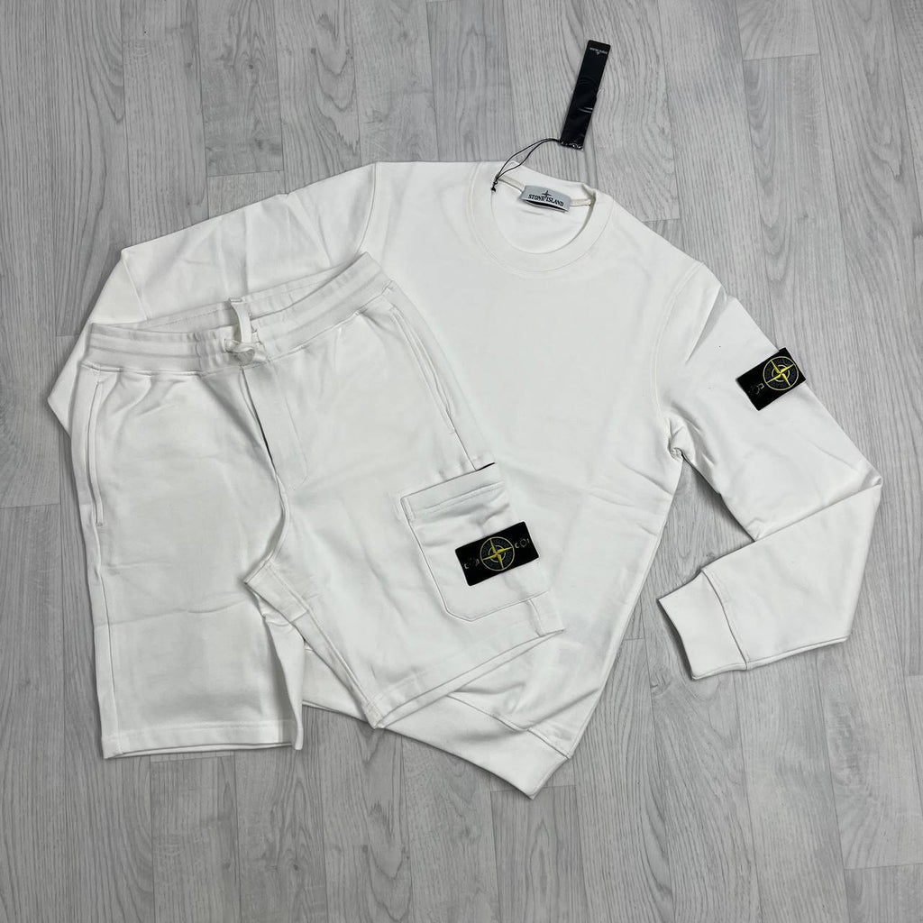 Stone Island Compass Patch Crewneck Sweatshirt and Cargo Shorts Set AAA Quality Reps UK
