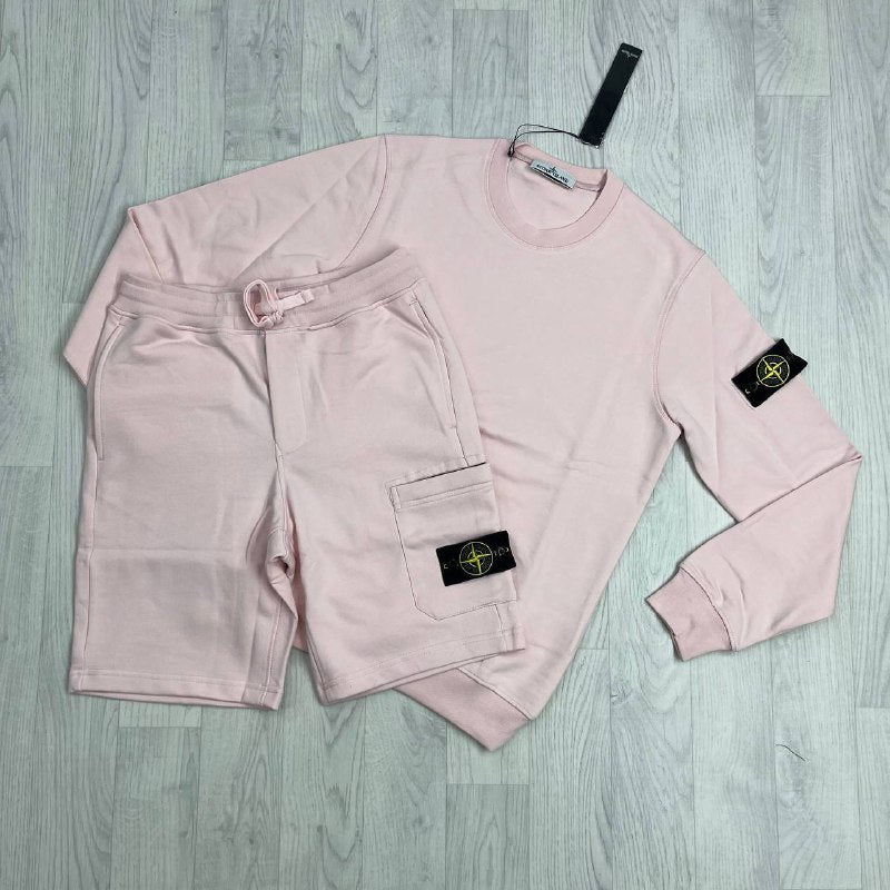 Stone Island Compass Patch Crewneck Sweatshirt and Cargo Shorts Set AAA Quality Reps UK