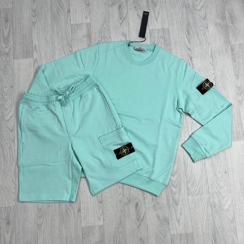 Stone Island Compass Patch Crewneck Sweatshirt and Cargo Shorts Set AAA Quality Reps UK