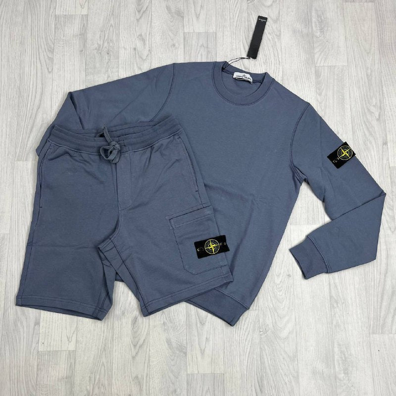 Stone Island Compass Patch Crewneck Sweatshirt and Cargo Shorts Set AAA Quality Reps UK