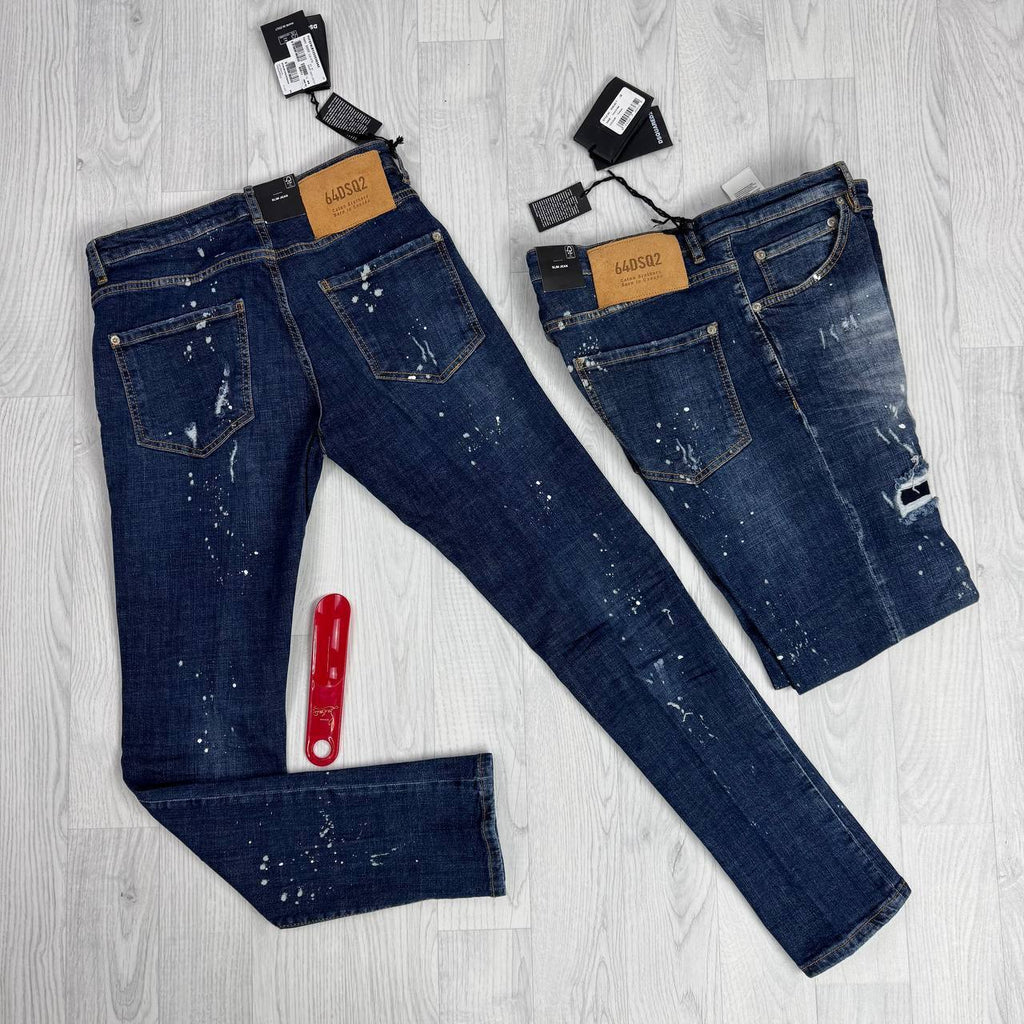 Dsquared2 Distressed Paint Splatter Slim Fit Denim Jeans AAA Quality Reps UK