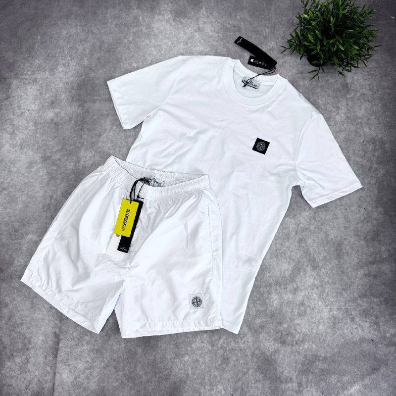Stone Island Men’s Luxury Summer Compass Patch Cotton T-Shirts & Nylon Swim Shorts AAA Quality Reps UK