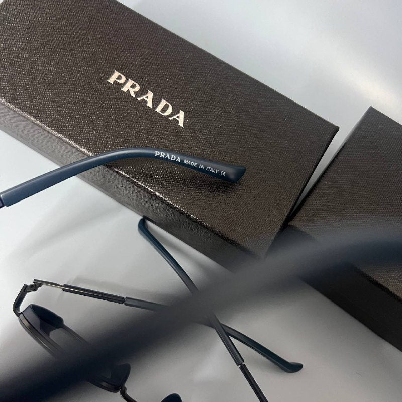 Prada Geometric Aviator Sunglasses Matte Blue & Black Metal Frame Eyewear AAA Quality Reps UK