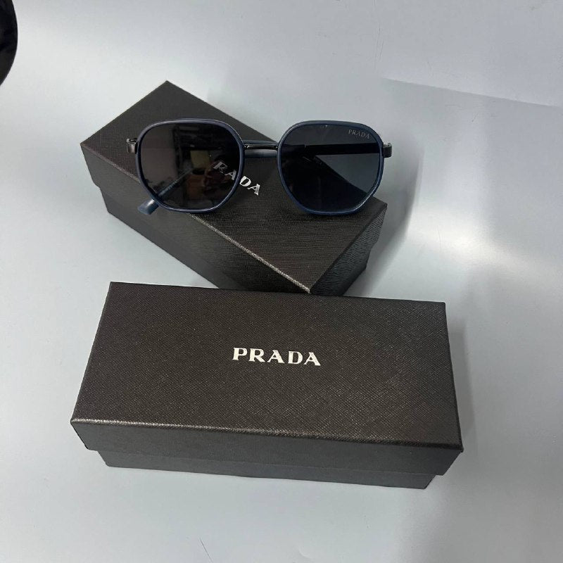 Prada Geometric Aviator Sunglasses Matte Blue & Black Metal Frame Eyewear AAA Quality Reps UK