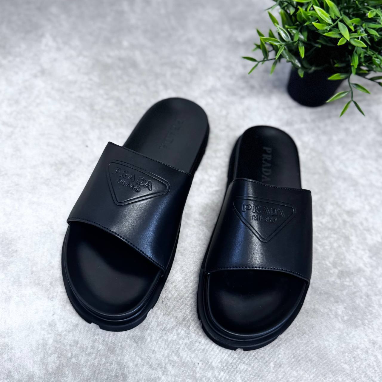 Prada Embossed Logo Sliders Mens UK Reps AAA Quality