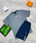 Nike Men's Performance Logo T-Shirt & Shorts Medium Grey & Navy Blue UK Reps AAA Quality