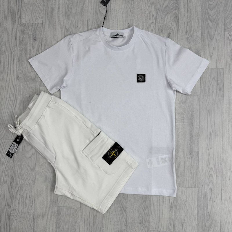 Stone Island Men’s Luxury Loungewear Set Cotton T-Shirt & Cargo Shorts AAA Quality Reps UK