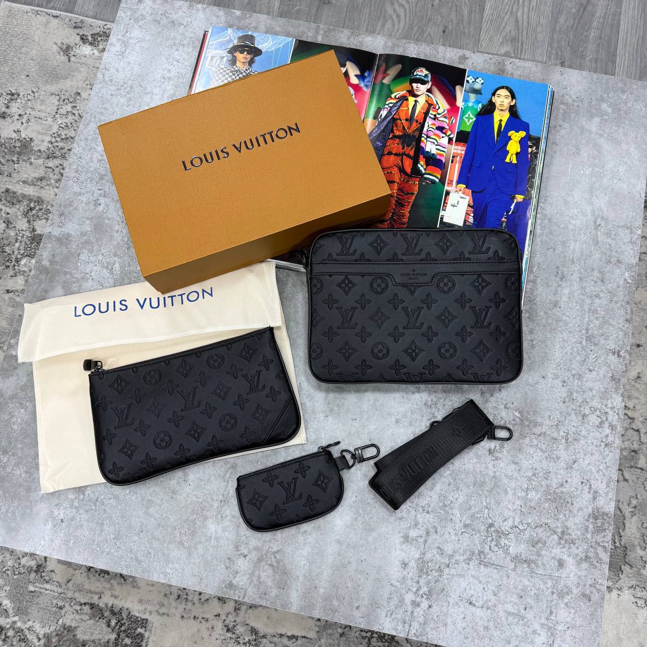 Louis Vuitton Trio Messenger - Monogram Shadow Leather  UK Reps AAA Quality