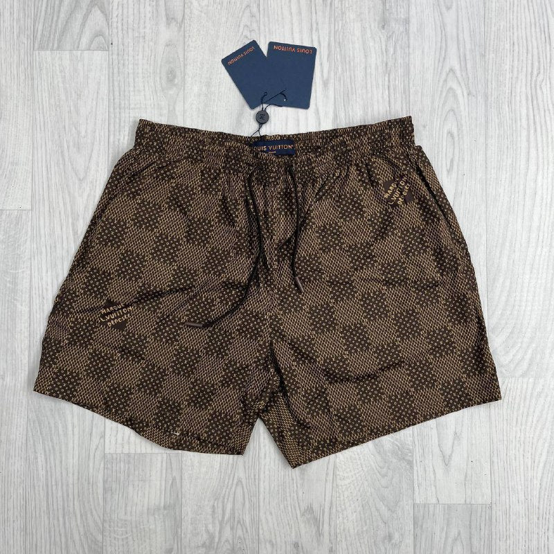 Louis Vuitton Men's Damier Pattern Premium Summer Swim Shorts AAA Quality Reps UK