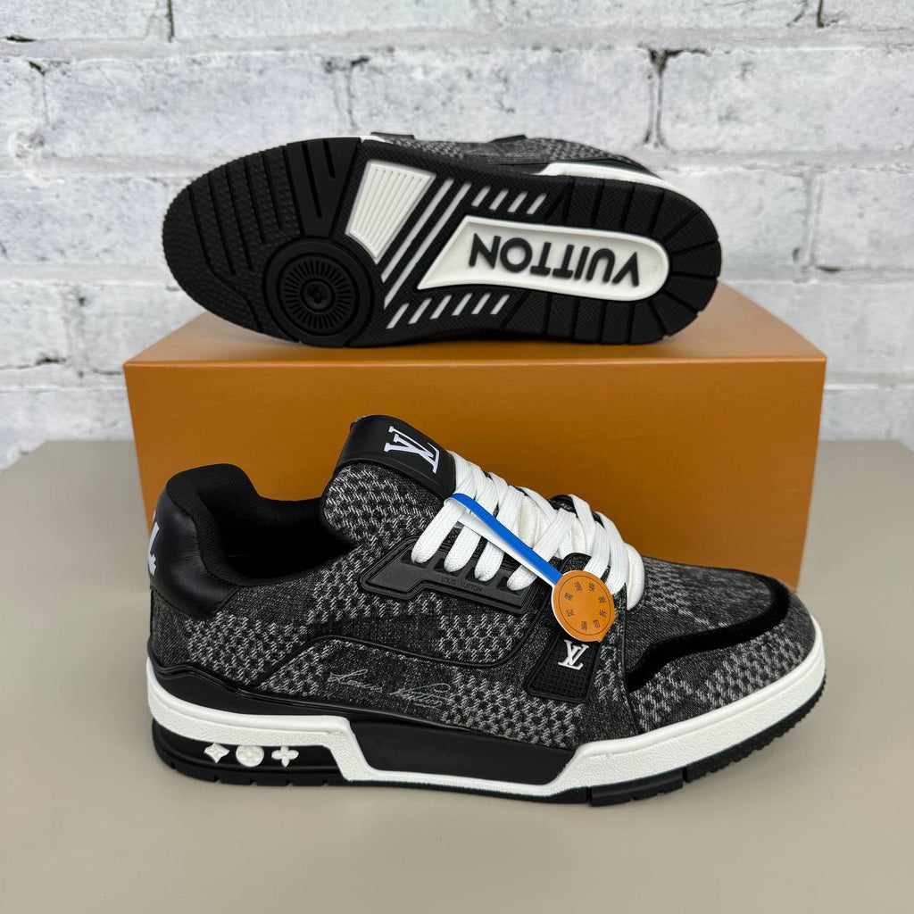 Louis Vuitton LV Trainer Sneaker in Black Damier 3D Denim UK Reps AAA Quality