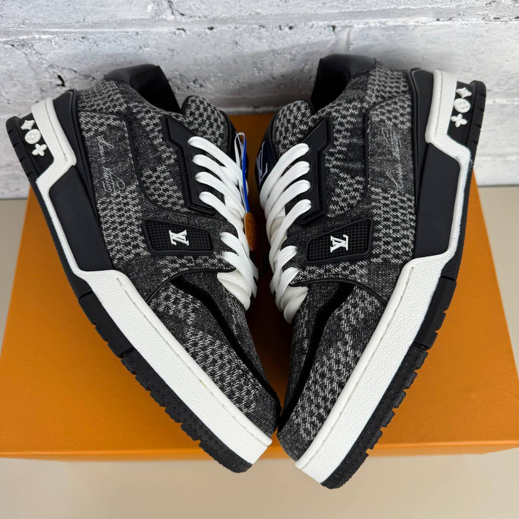 Louis Vuitton LV Trainer Sneaker in Black Damier 3D Denim UK Reps AAA Quality