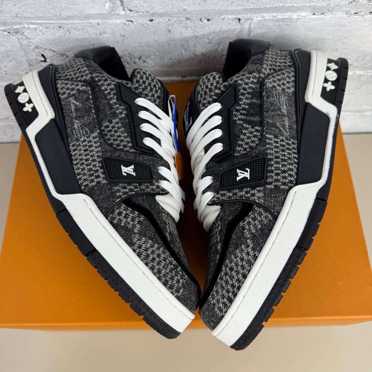 Louis Vuitton LV Trainer Sneaker in Black Damier 3D Denim UK Reps AAA Quality