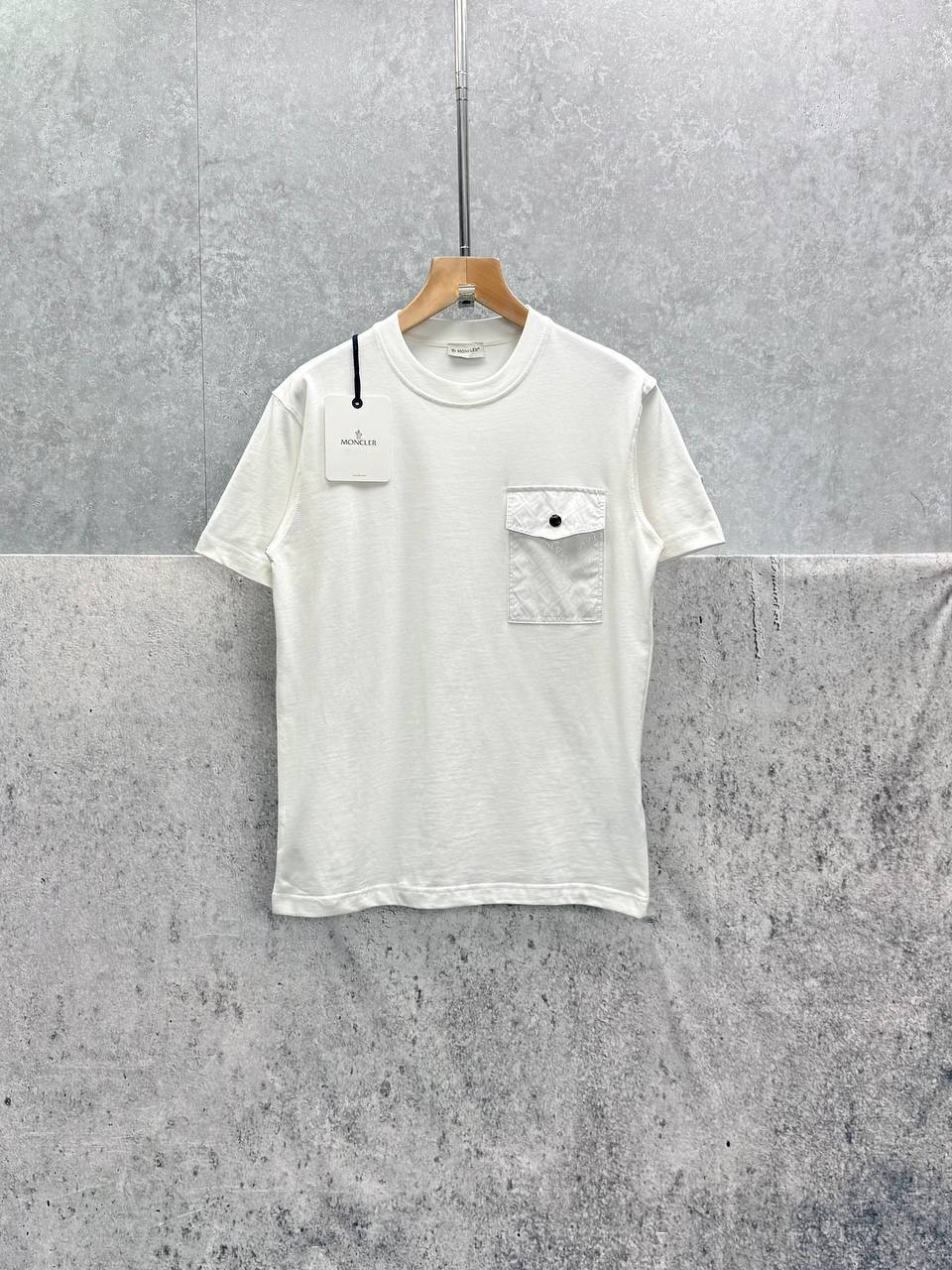 Moncler Cotton T-Shirt with Textured Pocket UK Reps AAA Quality