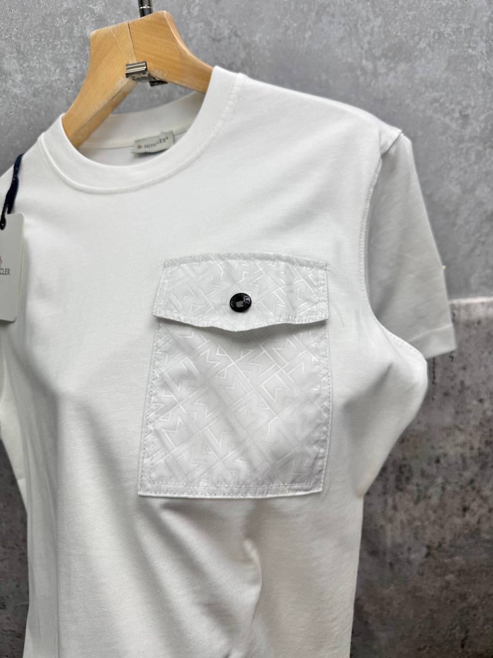 Moncler Cotton T-Shirt with Textured Pocket UK Reps AAA Quality
