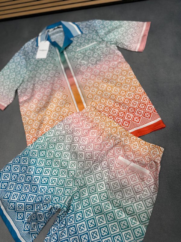 Casablanca Men's 'Gradient Diamond Monogram' Silk Summer Set AAA Quality Reps UK