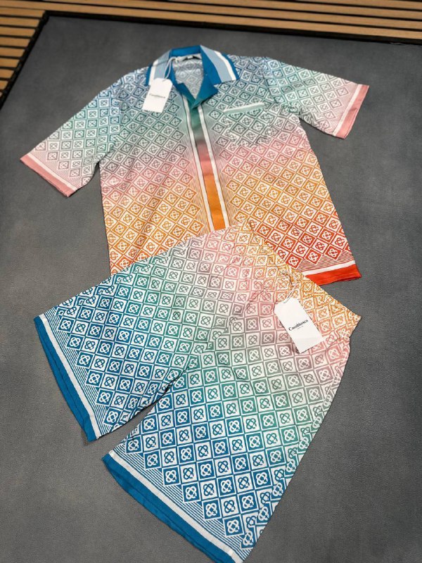 Casablanca Men's 'Gradient Diamond Monogram' Silk Summer Set AAA Quality Reps UK