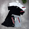 Moncler Men's Tricolor Stripe Polo and Swim Shorts Capsule Set AAA Quality Reps UK