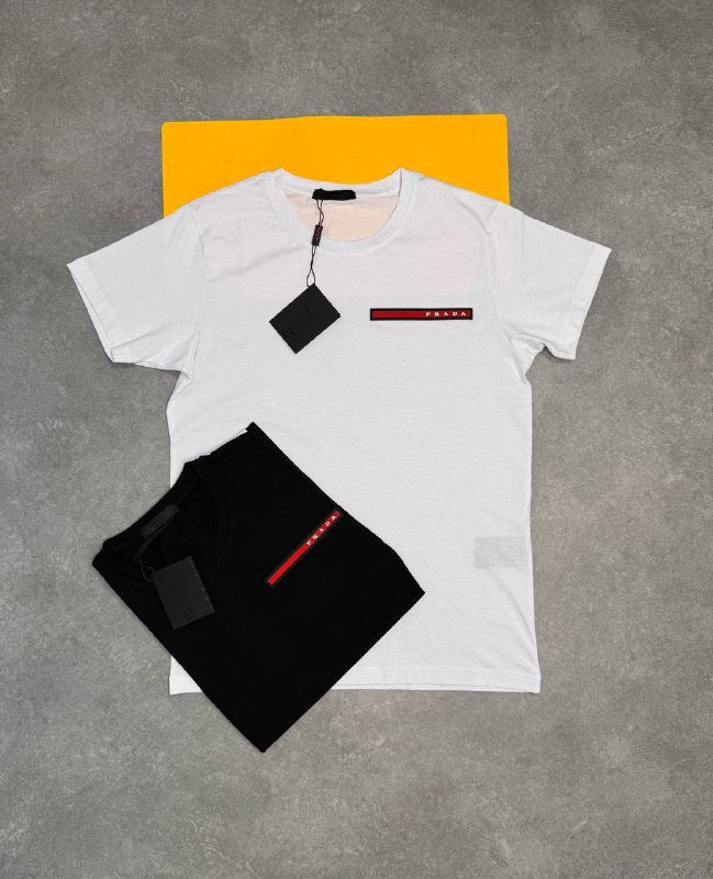 Prada Linea Rossa Logo Minimalist Crewneck T-Shirt Set AAA Quality Reps UK