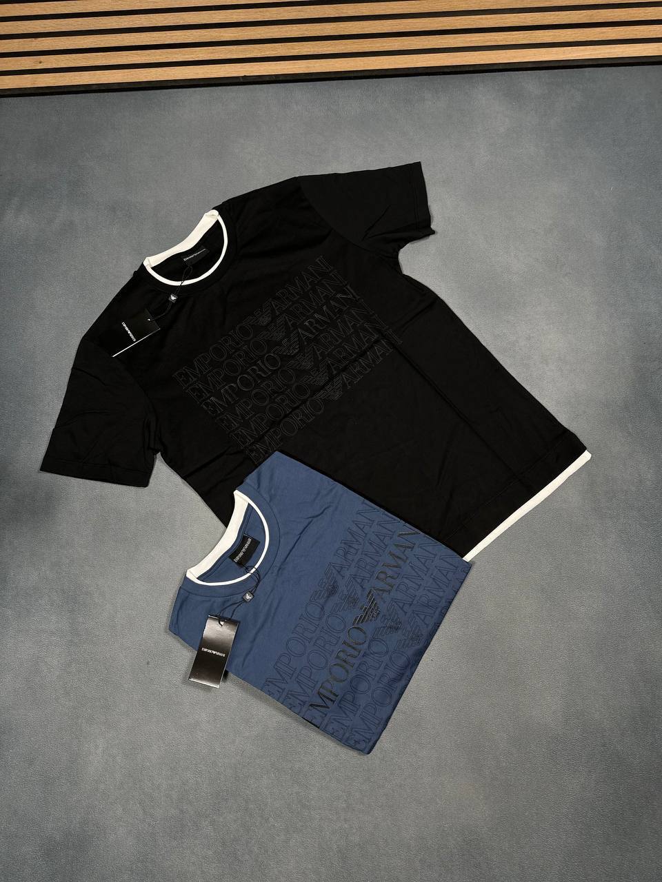 Emporio Armani Crew-Neck T-Shirt with Repeated Logo Lettering UK Reps AAA Quality