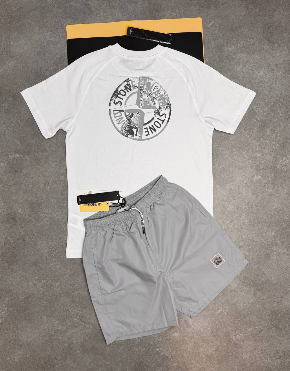 Stone Island Back-Graphic Tee & Shorts Outfit Set AAA Quality Reps UK