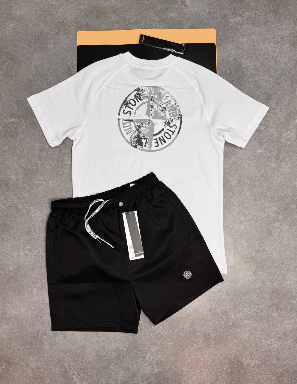 Stone Island Back-Graphic Tee & Shorts Outfit Set AAA Quality Reps UK