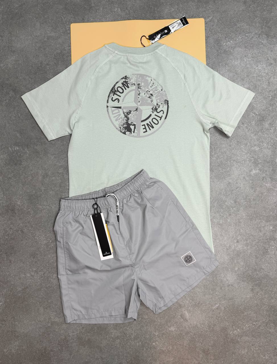 Stone Island Back-Graphic Tee & Shorts Outfit Set AAA Quality Reps UK
