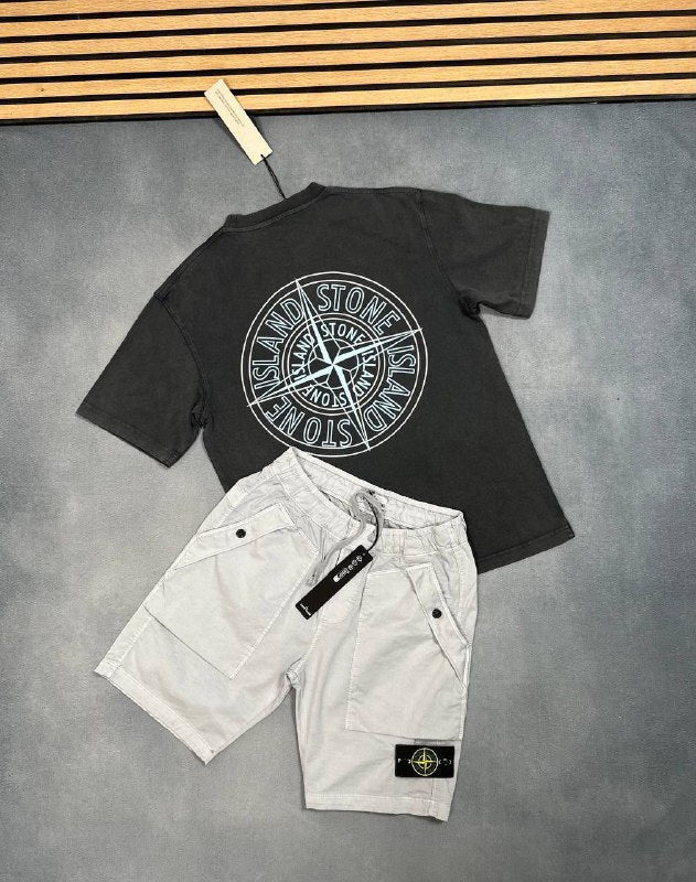Stone Island Graphic Tee & Technical Swim Shorts Set AAA Quality Reps UK