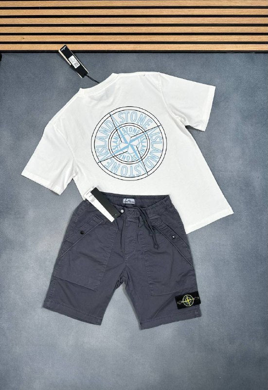 Stone Island Graphic Tee & Technical Swim Shorts Set AAA Quality Reps UK
